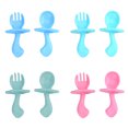 thumbnail image 1 of baby eating training spork 4 Set Baby Spoon Fork Plastic Safe Eating Training Premium Spoon Fork Baby Tableware for Toddlers, 1 of 9