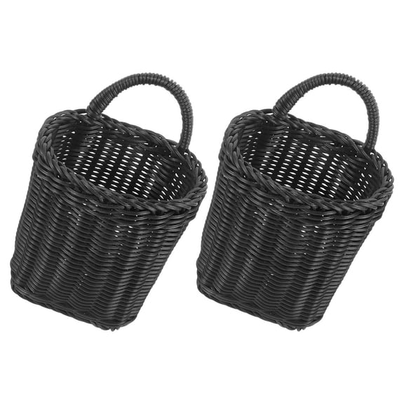 unbranded 2 Pcs Woven Basket for Storage Hanging Basket 23.00X15.00X12.00CM Black