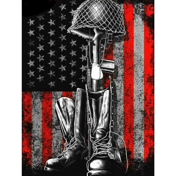 DIY 5D Diamond Painting Kit (For Adults) Diamond Painting "Flag, Patriotic" - Full Diamond Crystal Rhinestone Embroidery Craft Kit, Can Be Used as Gift, Wall Decoration