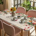 thumbnail image 3 of Christmas Table Cloths for 3 Foot Rectangle Tables, Xams Tree Winter Poinsettia Pine Cones Red Patio Waterproof Elastic Fitted Tablecloths, Washable Rectangular Table Cover for Camping, 3 of 8