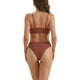 thumbnail image 3 of Conjuntos de bikini de tirantes ajustables para mujer de 2 piezas, parte inferior de cintura alta acanalada, trajes de baño, talla X-Large, rojo oscuro, 3 of 5