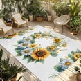 thumbnail image 2 of Outdoor Rug 5x7 ft Yellow Sunflower White Daisy Waterproof Outdoor Patio Rug Mat Non Slip Outside Area Rugs Carpet for RV,Camping,Porch,Deck,Pool,Balconybackyard,Watercolor Floral, 2 of 9