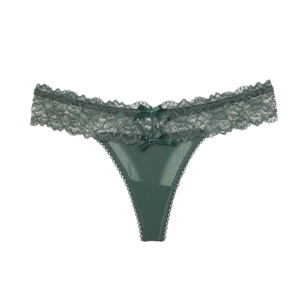 Braguitas de seda de hielo de cintura baja sexys con espalda descubierta ahuecada y perspectiva cruzada de encaje para ropa interior de mujer
