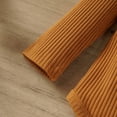 thumbnail image 4 of Fesfesfes Infant Toddler Baby Bodysuit Girls Solid Color Strip Long-sleeved Romper Print Flared Pants Trousers Two-piece Set, 4 of 9