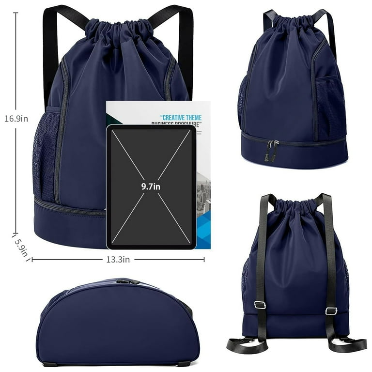 Qoosea Athletic Drawstring Backpack, Waterproof Gym Bag with Qoosea Athletic Drawstring Backpack, Waterproof Gym Bag with
