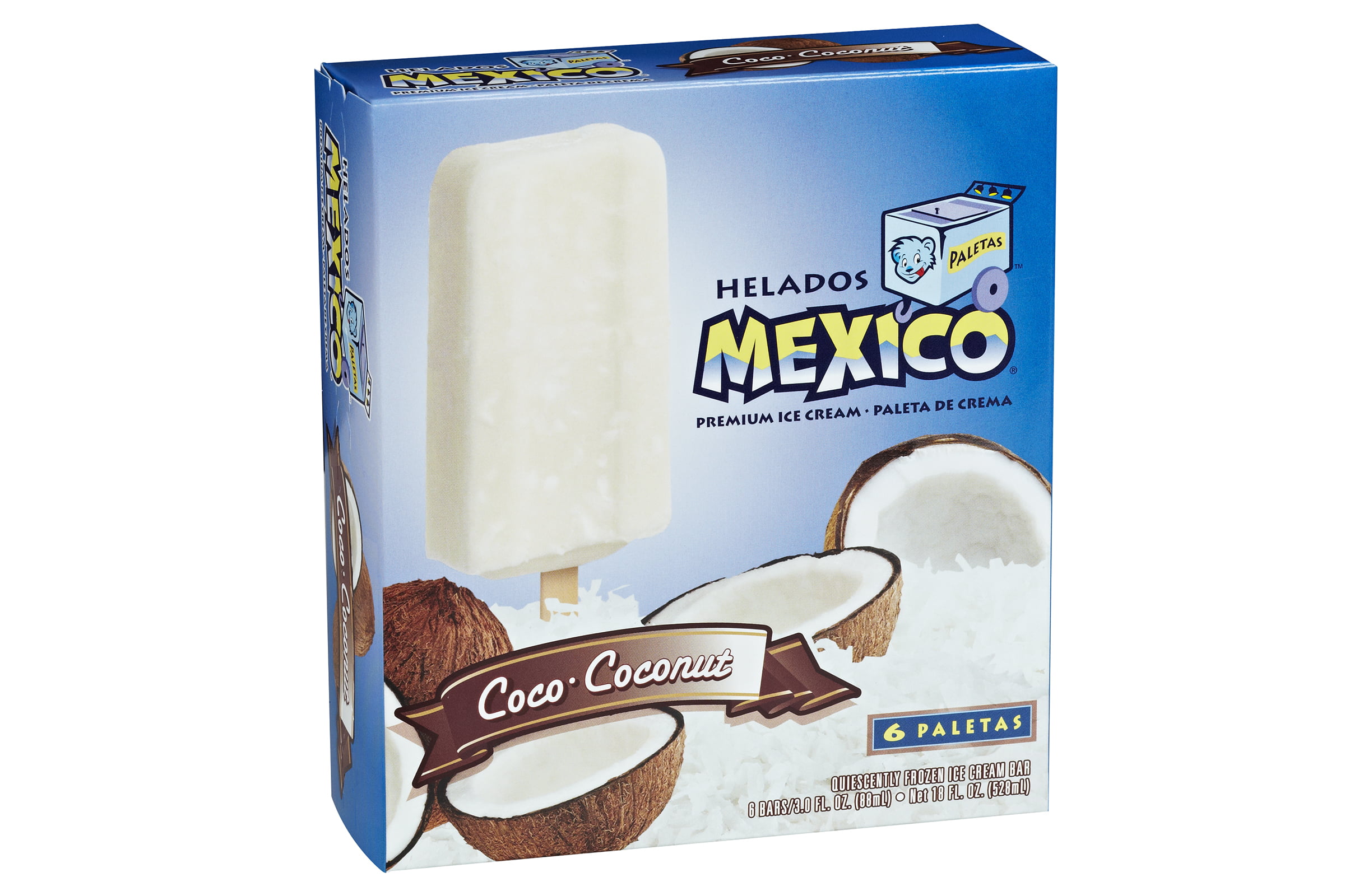 Helados Mexico Coco Coconut Premium Ice Cream Bars 18 Fl Oz 6 Count ...