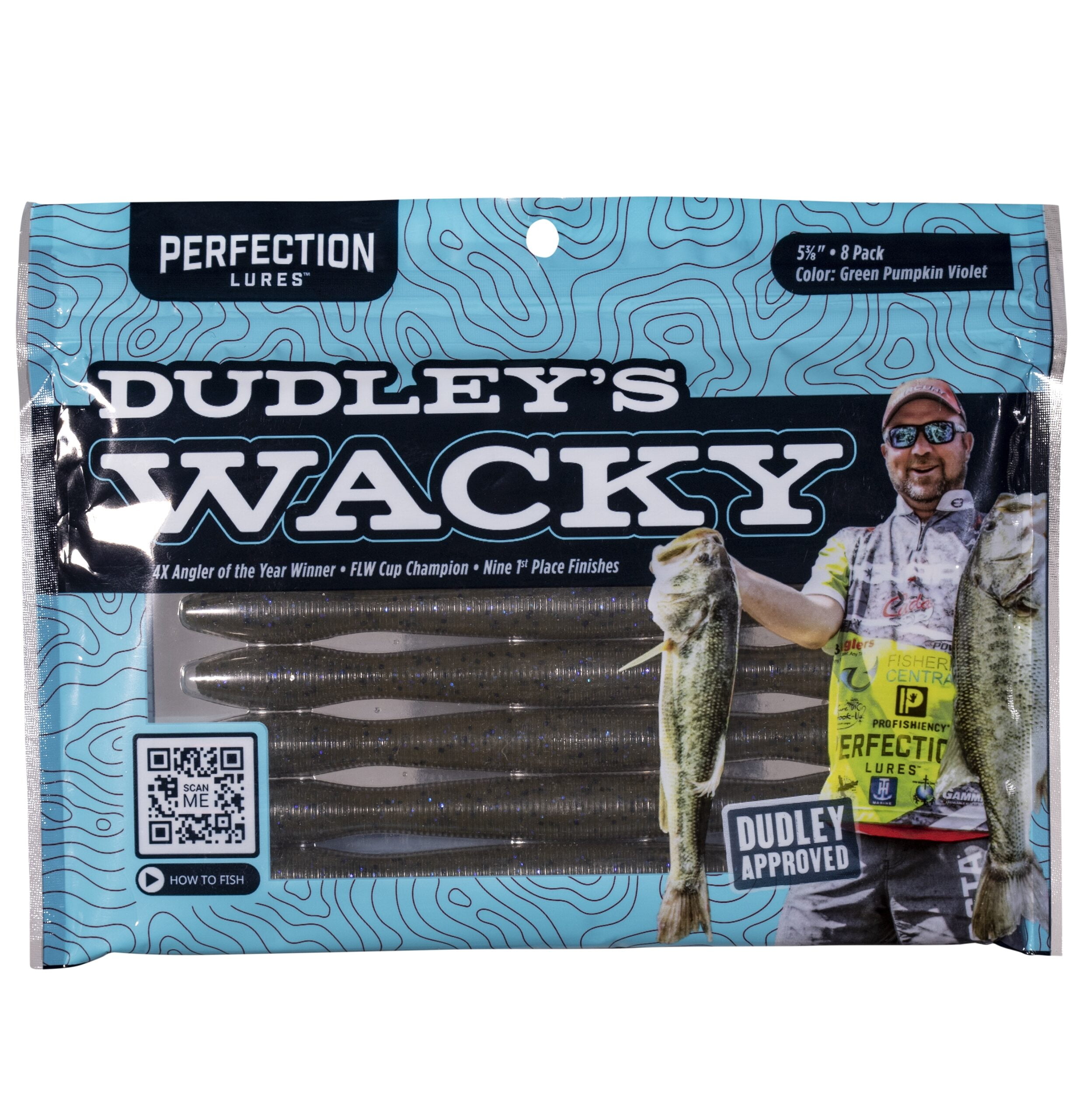 Perfection Lures Green Pumpkin Violet Wacky Worm for Bass Fishing