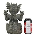 thumbnail image 4 of Ebros Whimsical Garden Dragon with Hippie Peace Sign Gesture Statue 10.5" Tall, 4 of 6