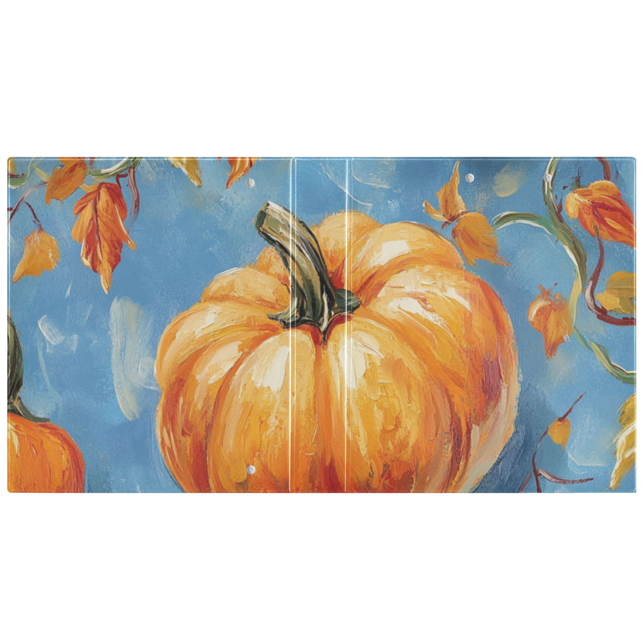 Pumpkins and Blue 3 Ring Binders 1.5 inch Hardcover File Folders with Interior Pockets A4 Size Organizer for School Office Hospital Set of 2