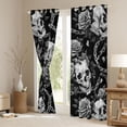thumbnail image 3 of Homewish Halloween Skull Skeleton Kitchen Curtains,Retro Rose Floral Black Out Curtains Pack of 2 (42x63 Each),Gray, 3 of 6