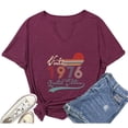 thumbnail image 4 of Trendfront Womens Vintage 1976 Tee V Neck Casual Short Sleeve Loose Fit Tops Trendy Fashion T Shirts 50th Birthday Party Pullover Outfits, 4 of 4