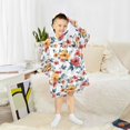 thumbnail image 6 of Dailycode Wearable Blanket Hoodie Oversized Sherpa Flannel Blankets with Pocket for 3-14 Year Old Colorful Flower with Leaves, 6 of 7