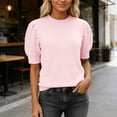 thumbnail image 2 of QHFBli Womens Puff Short Sleeve Sweater Tops Crewneck Basic Knit Pullover Lightweight Solid Casual Sweaters Blouse, 2 of 5