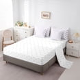 thumbnail image 4 of Castle Fairy Vintage Oval Grid Full Size Bedding Sets 7 Pieces,Minimalism Rounded Full Size Bed in a Bag,Lavender White,Reversible, 4 of 7