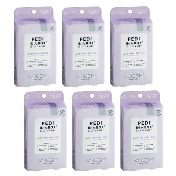 Voesh Deluxe Spa Pedicure 4 In 1 Lavender Releive Pack Of 6