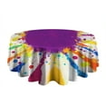 thumbnail image 5 of Colorful Paint Splash Burst Round Tablecloth 60"x60",Wrinkle Wipeable Table Cloth for Kitchen Dining Room Picnic Patio Party, 5 of 6