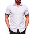 thumbnail image 2 of COSFO Short Sleeve Casual Button Down Shirts for Men White Beach Shirt Summer Relaxed Fit Collared Mens Shirts M, 2 of 9