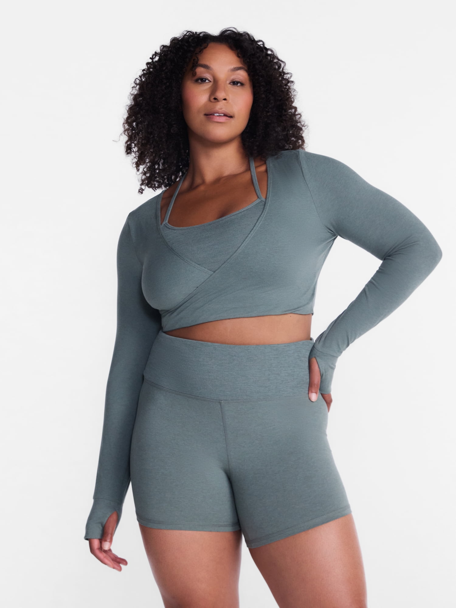 Athletic Works Women's ButterCore Wrap Top with Built In Bra, Sizes XS-XXXL