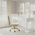 thumbnail image 2 of Martha Stewart Shaker Style Home Office 3 Drawer Desk in White with Polished Brass Hardware, 2 of 13
