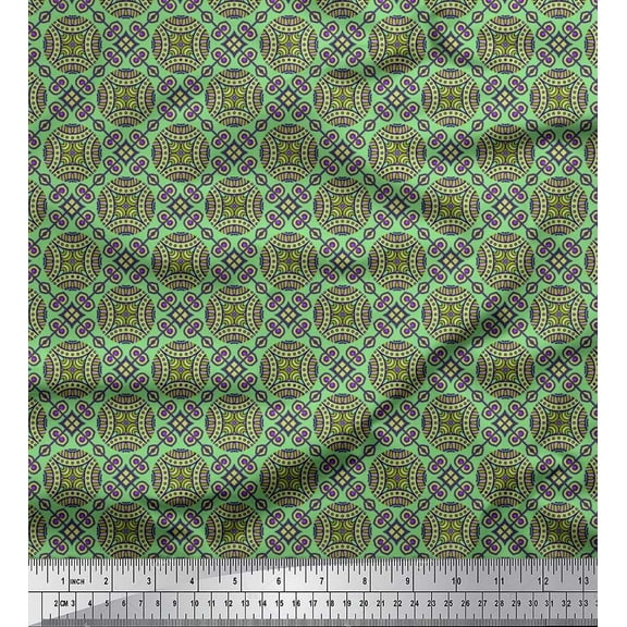 Soimoi Cotton Duck Fabric Geometric & Mandala Kaleidoscope Print Fabric by The Yard 42 Inch Wide