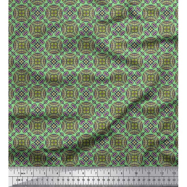 Soimoi Modal Satin Fabric Geometric & Mandala Kaleidoscope Decor Fabric Printed Yard 42 Inch Wide