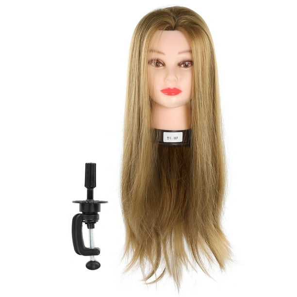 Cabeza de maniquí de práctica, muñeca de cosmetología, cabeza de entrenamiento de peluquería con cabello