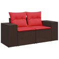 thumbnail image 6 of Bowery Hill 2-Seater Brown Poly Rattan Patio Sofa With Cushions, 6 of 22