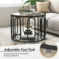 thumbnail image 6 of Gymax 2-Tier 24'' Round Coffee Table w/ Oval Swivel Brackets & Reeded Tempered Glass Black, 6 of 9