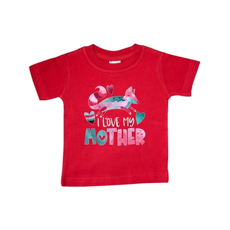 

Inktastic I Love My Mother Pink and Blue Fox with Hearts Gift Baby Boy or Baby Girl T-Shirt
