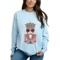thumbnail image 3 of Pink and Teal Nutcracker Patchwork Print - Women's Garment Dyed Long Sleeve Graphic T-Shirt, 3 of 13