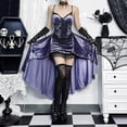 thumbnail image 2 of HNMKIU Halloween Clothes Elegant Gothic Off Shoulder Long Train Evening Dress For Halloween Formal Gown Purple,S, 2 of 9