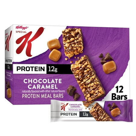 Special K Bar Chocolate Caramel Chewy Protein Meal Bars, 12g Protein Snacks, 19 oz, 12 Count