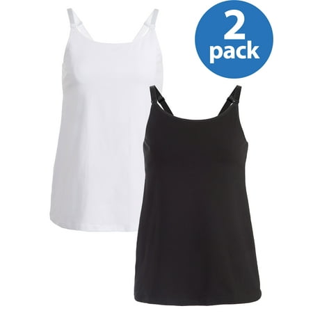 Maternity Loving Moments by Leading Lady Nursing Cami with Shelf Bra 2 Pack, Style L3019 - Available in Plus Sizes