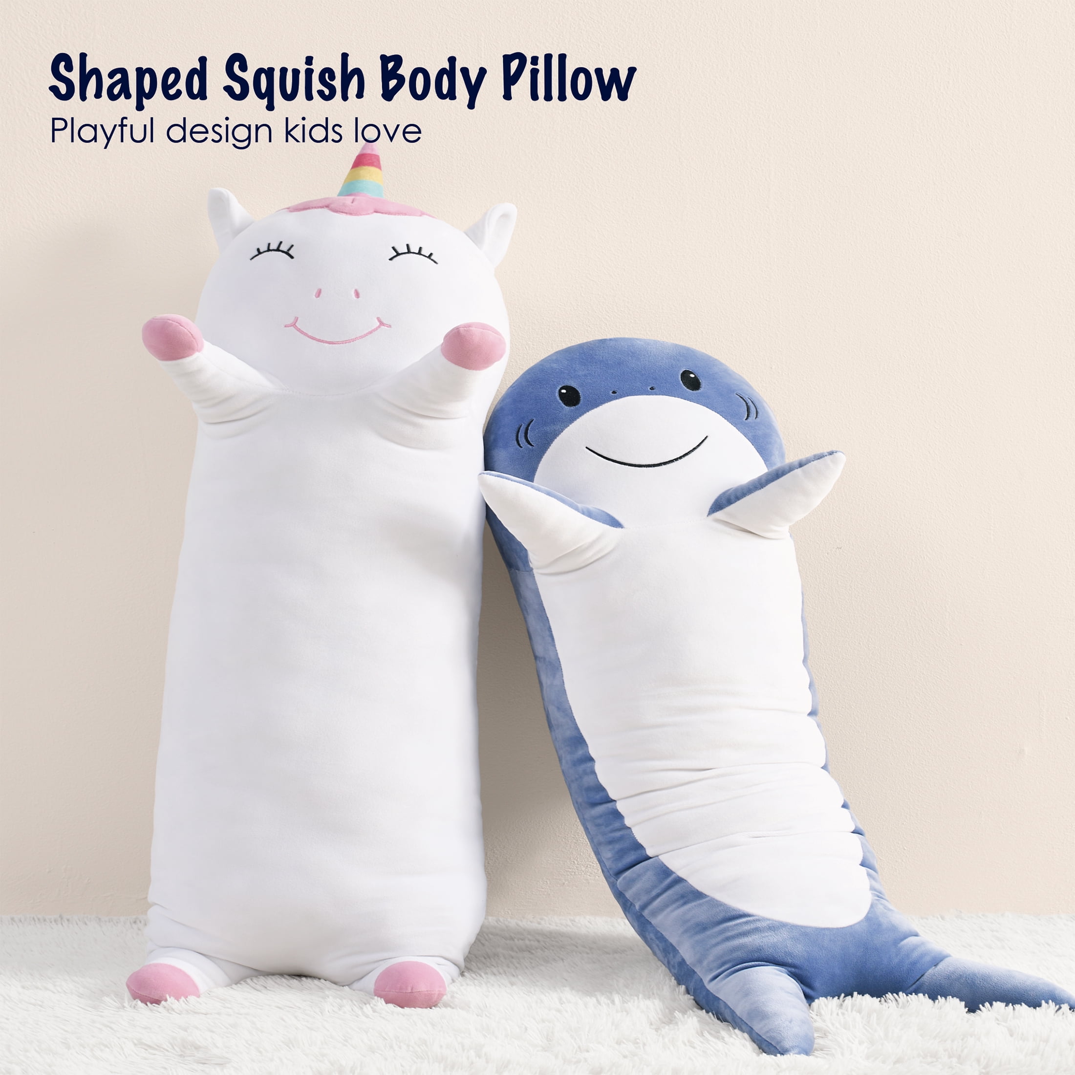 B Kids Shark Squishy Body Pillow, Navy