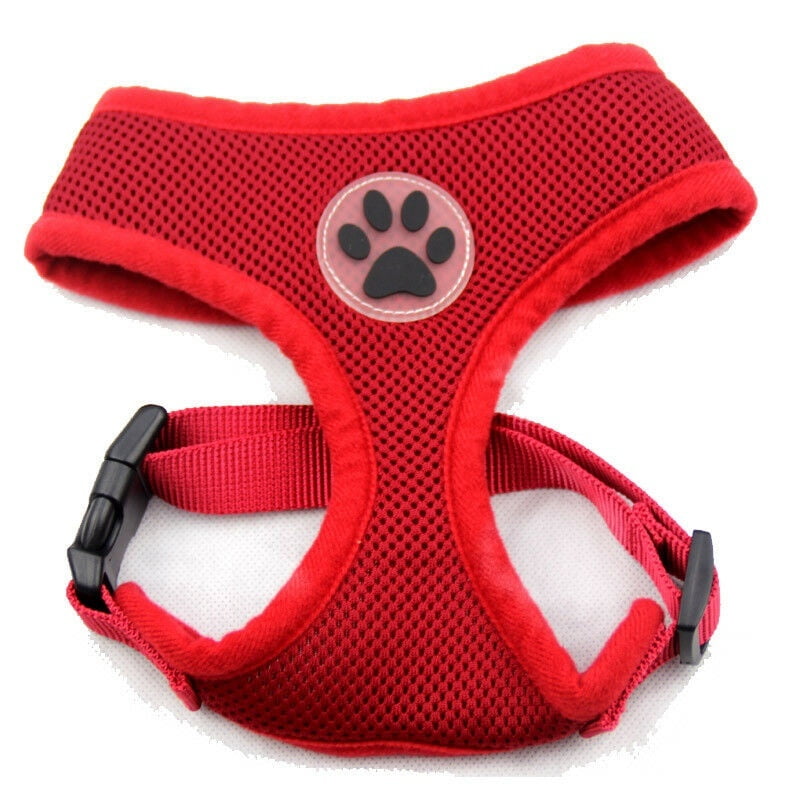 Sayoo Dog Puppy Soft Breathable Mesh Harness Paw Dog Harness Vest Adjustable Dog Harness Nylon Mesh Vest Pink