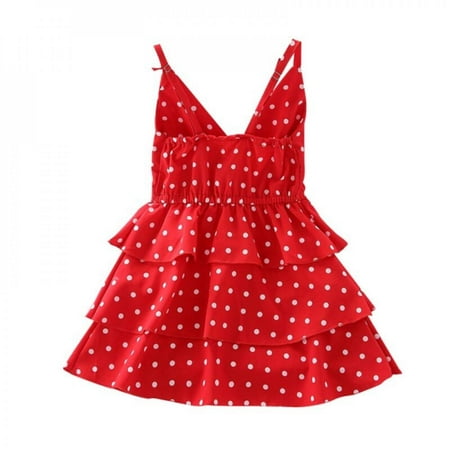 

Merotable Summer Baby Girls Dress Polka Dot Pattern Strap Dress Cotton Kids Clothes Toddler Sleeveless Pageant Sundress
