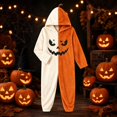 thumbnail image 5 of White Halloween Pumpkin Onesie Costume Adult Matching Oversized Jumpsuit Polyester Funny Pumpkin Hooded Casual Pajama Set, Oversized Onesie Jumpsuit 3XL, 5 of 5