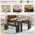 thumbnail image 6 of EUROCO 3-Piece Dining Table Set for 4, 60" Wood Kitchen Room Table Set with 2 Benches,Space-Saving Design for Apartment, Small Space and Breakfast Nook,Espresso, 6 of 8