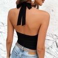 thumbnail image 5 of ClodeEU Women's Halter Neck Sleeveless Tank Top,Casual Slim Fit Cami Shirt for Summer Black,Women's Plus L, 5 of 6