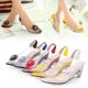 thumbnail image 4 of Women's Fashion Transparent Rhinestone Wedge Sandals Lady's Peep Toe Glitter Flower High Heel Dress Sandal Shoes, 4 of 5