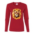 thumbnail image 2 of Lion With Sunglasses Animal Lover Womens Graphic Long Sleeve T-Shirt, Red, Medium, 2 of 3