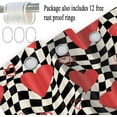 thumbnail image 4 of Retro Trippy Groovy Wavy Swirl Checkered Bath Curtains,Valentine''s Day Shower Curtains,Red Love Shower Curtain,Black and White Check Abstract Aesthetics Shower Curtain with Hooks 72X72in, 4 of 6