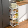 thumbnail image 4 of 4 Tier Expandable Slim Storage Shelf, Metal Shelving Unit for Bathroom Storage Organizer, Freestanding Narrow Shelf for Small Spaces, Open Floor Shelves for Bathroom, Laundry Room, Kitchen,White, 4 of 12