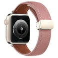 thumbnail image 2 of Lychee Pattern Genuine Leather Bands Magnetic Buckle Design Strap for Apple Watch Series 9/8/7/6/5/4/3/2/1/SE/Ultra 1/Ultra 2 (42mm,44mm,45mm,49mm),Pink, 2 of 4