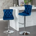 thumbnail image 3 of Auranook Set of 2 Velvet Swivel Bar Stools - Adjustable Height , Tufted Back, Chrome Base for Kitchen Island & Pub, 3 of 9