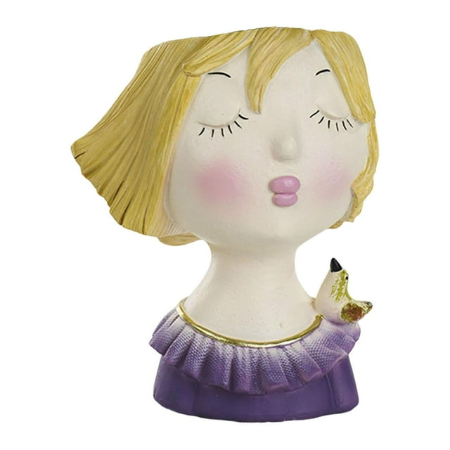 koolsoo Pot de Fleurs Visage Adorable en Résine avec Trou de Drainage Unique Mignon pour Filles