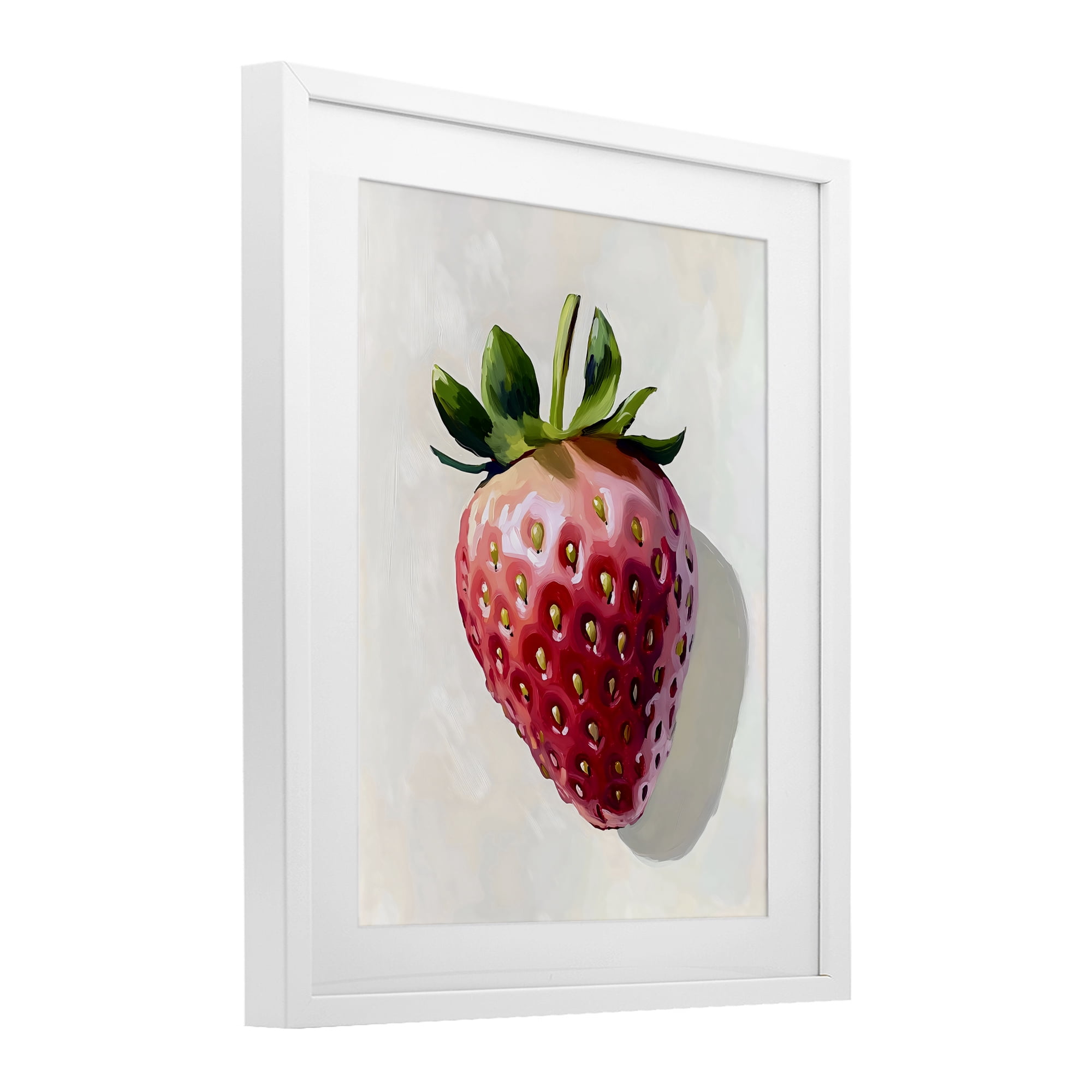 Stupell Industries Juicy Shine Strawberry White Framed Print Under Glass, design by The Prints Vibe