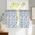 thumbnail image 2 of NICETOWN Floral Kitchen Curtains, Blue Peony Flower Linen Cafe Curtains Rod Pocket Vintage Light Filtering Semi Sheer Linen Curtains for Bedroom Basement, 26"x36", 2 Panels, 2 of 9