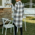 thumbnail image 4 of Fartey Plus Size Womens Long Flannel Coats Plaid Shacke Jacket Dressy Casual Lapel Button Down Coat Fall Winter Long Sleeve Outerwear with Pockets, 4 of 4