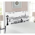 thumbnail image 2 of Sketchy Headboard, Old Street Scene Carriage Horse from Twenties Historical Northern Europe Theme, Upholstered Decorative Metal Bed Headboard with Memory Foam, Twin Size, Black White, by Ambesonne, 2 of 4
